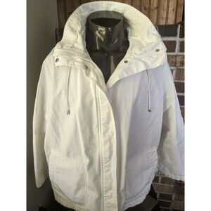 Women's 100% Cotton White Y2K Jacket Full Zip And Snaps Retro Sustainable 2X